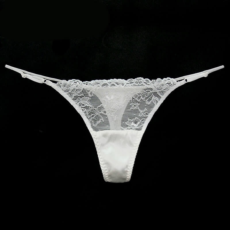 Floral Mesh Silk Thong Panty