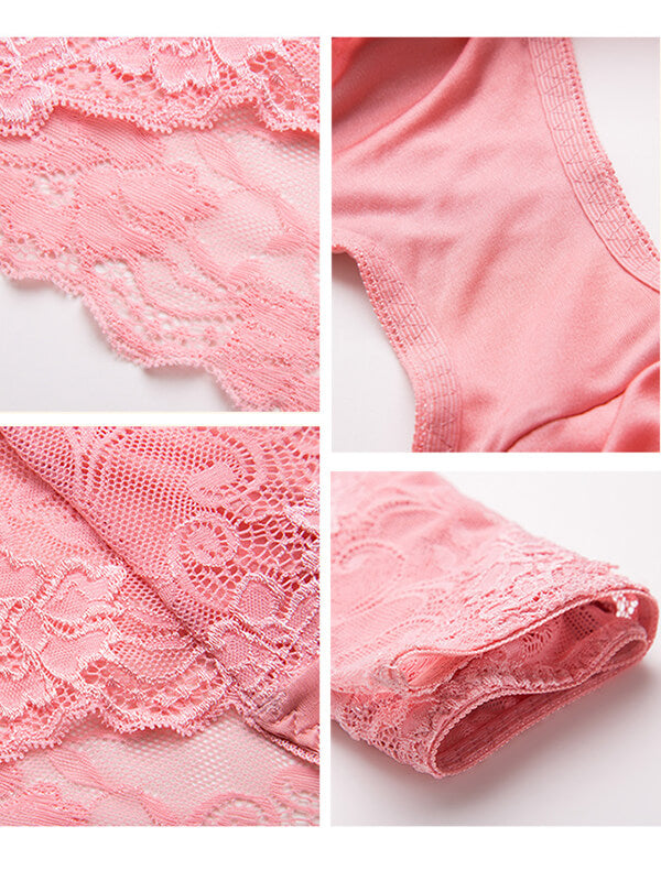 Women Silk Mesh Lace Knitted Underwear Briefs