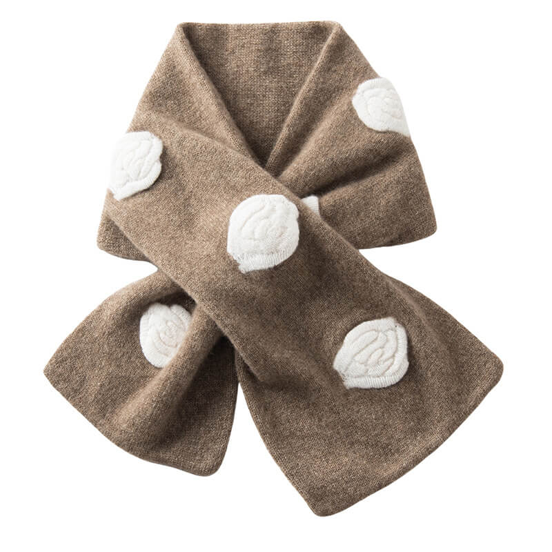Women's 3D Floral Appliqued 100% Cashmere Scarf CP037