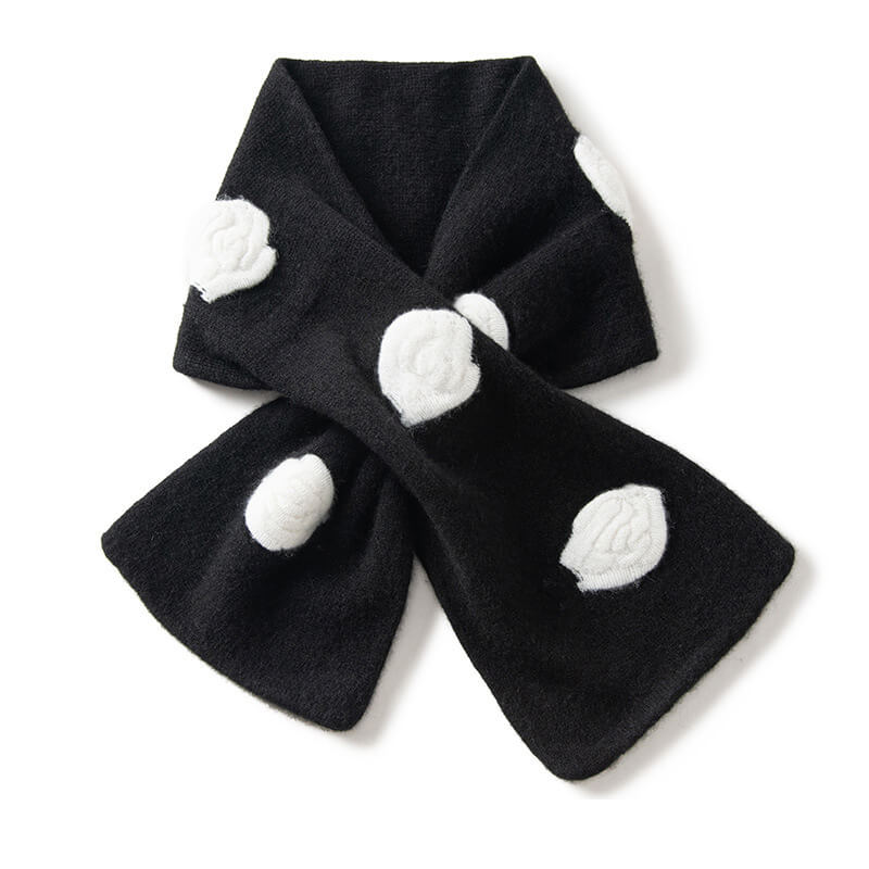 Women's 3D Floral Appliqued 100% Cashmere Scarf CP037