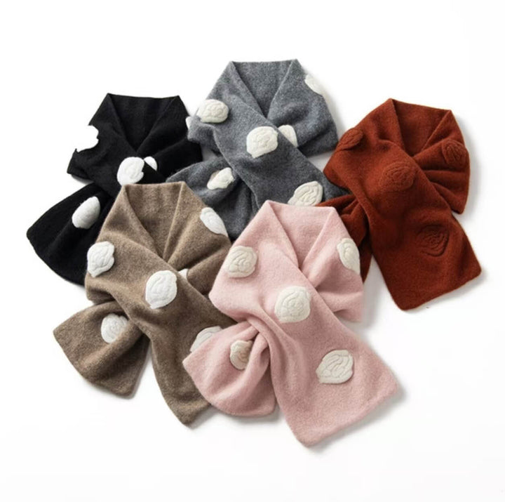 Women's 3D Floral Appliqued 100% Cashmere Scarf CP037