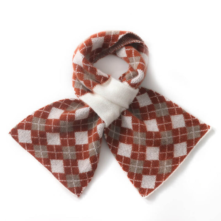Women's Argyle Pattern Easy-Tie 100% Cashmere Cross Scarf