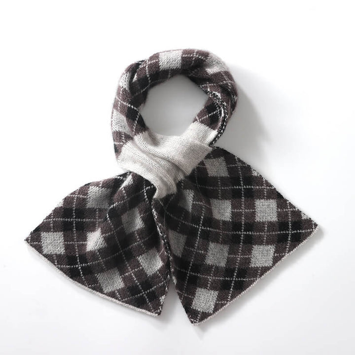 Women's Argyle Pattern Easy-Tie 100% Cashmere Cross Scarf