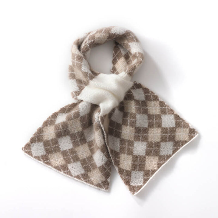 Women's Argyle Pattern Easy-Tie 100% Cashmere Cross Scarf
