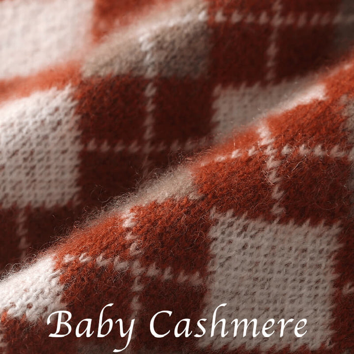 Women's Argyle Pattern Easy-Tie 100% Cashmere Cross Scarf