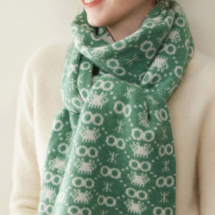 Women's Christmas Patterned Double-Sided 100% Cashmere Scarf
