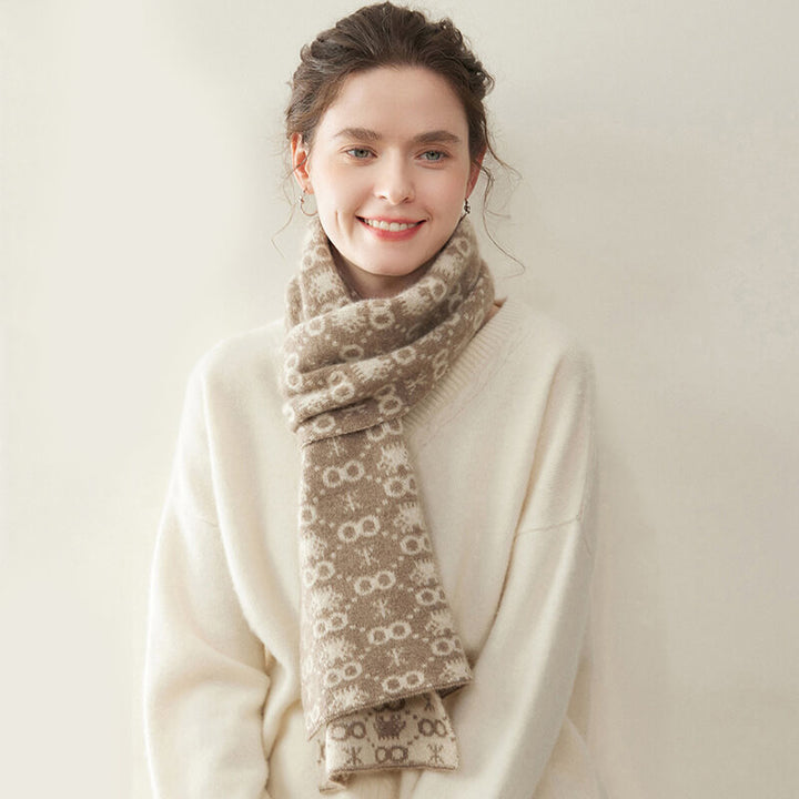 Women's Christmas Patterned Double-Sided 100% Cashmere Scarf