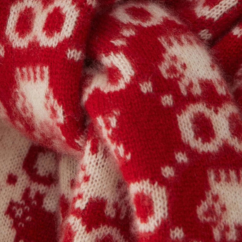 Women's Christmas Patterned Double-Sided 100% Cashmere Scarf