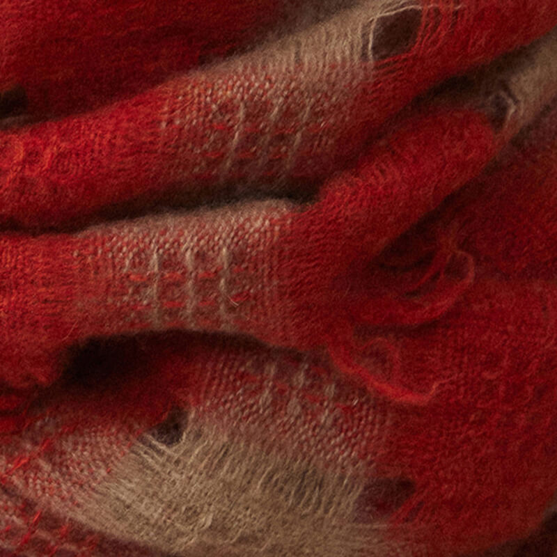 Women's Colorblock Checkered Plaid Patterned 100% Cashmere Scarf with Fringe CP057