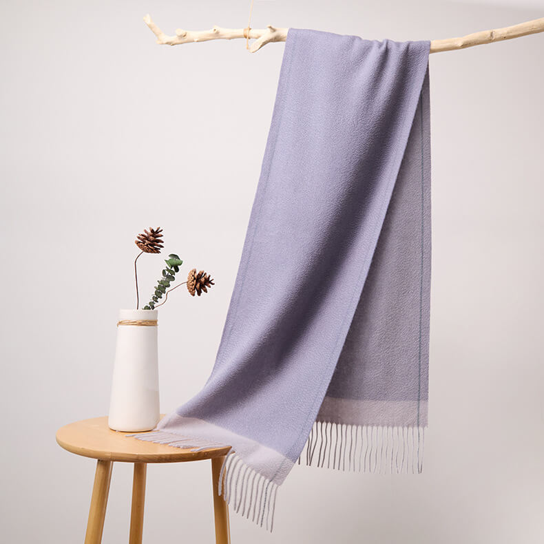 Women's Contrasted Stitched 100% Cashmere Scarf with Fringe CP065