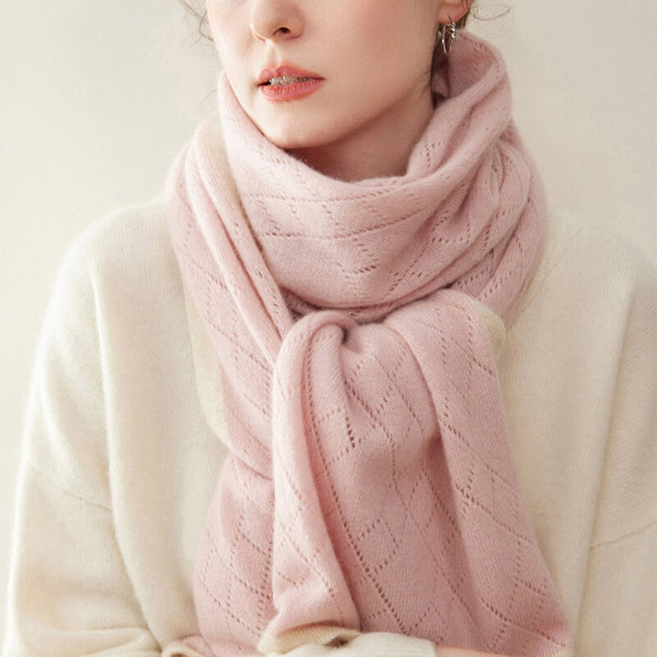 Women's Diamond Pattern 100% Cashmere Shawl Scarf with Contrasted Trim CP060