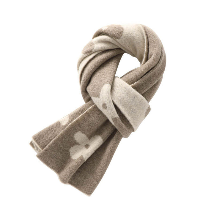 Women's Double-Sided Flower Patterned 100% Cashmere Scarf