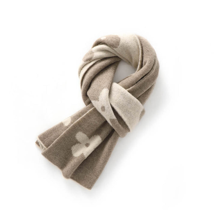 Women's Double-Sided Flower Patterned 100% Cashmere Scarf