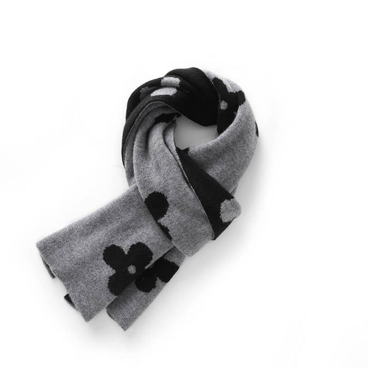 Women's Double-Sided Flower Patterned 100% Cashmere Scarf