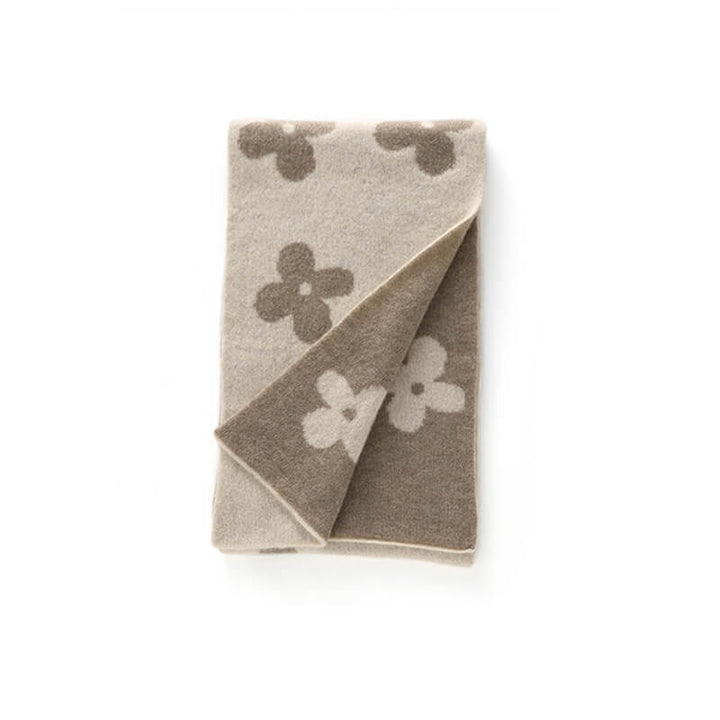Women's Double-Sided Flower Patterned 100% Cashmere Scarf