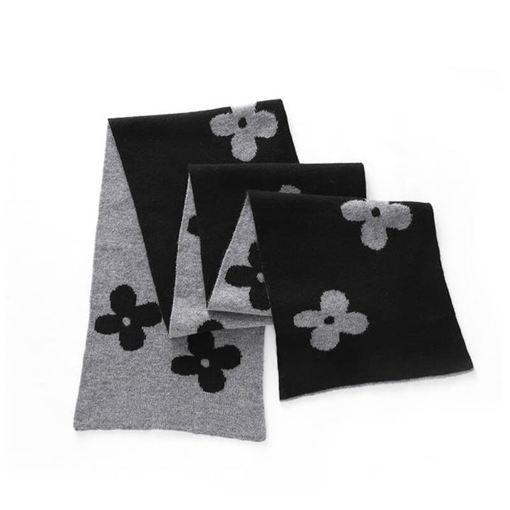 Women's Double-Sided Flower Patterned 100% Cashmere Scarf