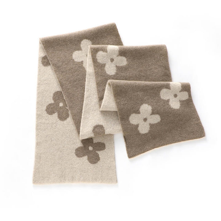 Women's Double-Sided Flower Patterned 100% Cashmere Scarf