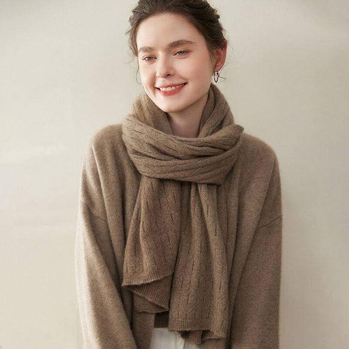 Women's Elegant Openwork Pattern Soft 100% Cashmere Scarf