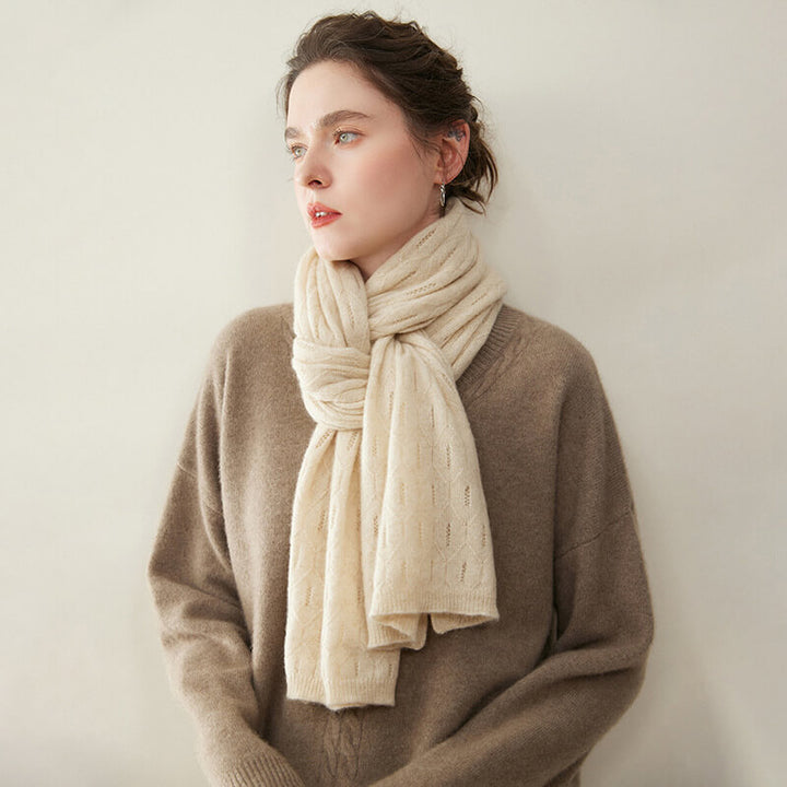 Women's Elegant Openwork Pattern Soft 100% Cashmere Scarf