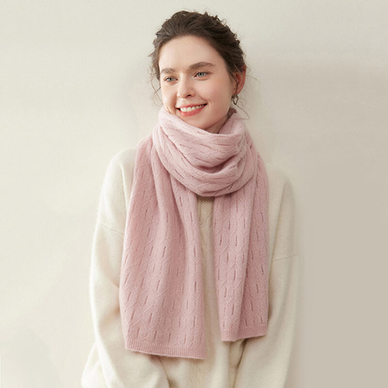Women's Elegant Openwork Pattern Soft 100% Cashmere Scarf