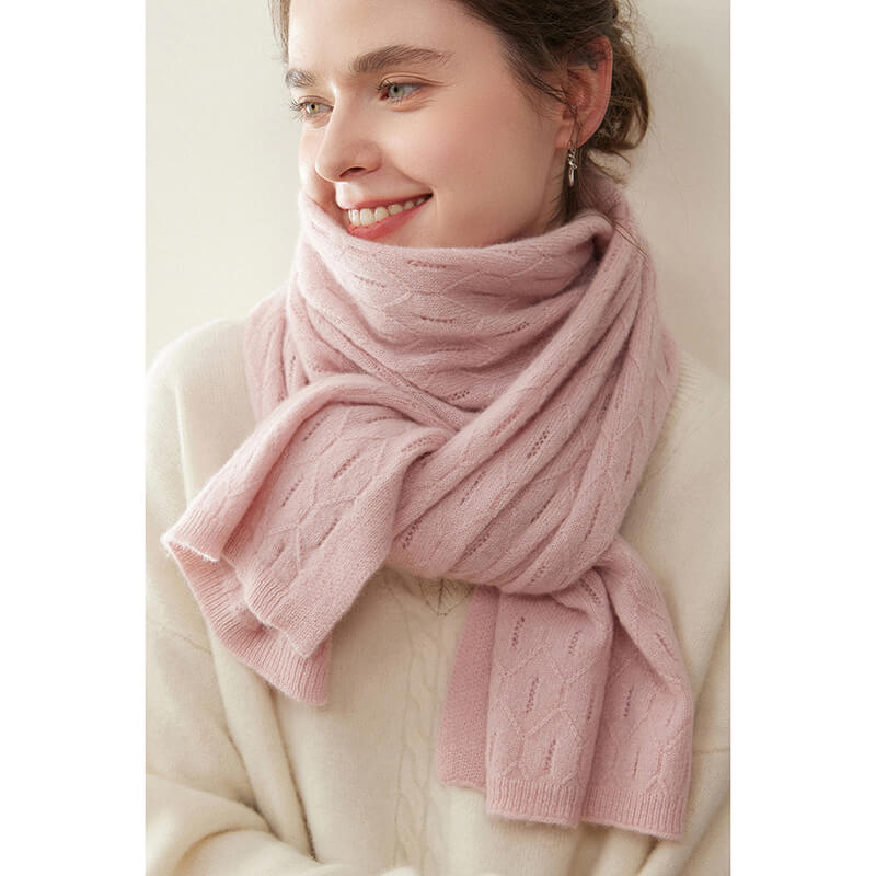 Women's Elegant Openwork Pattern Soft 100% Cashmere Scarf