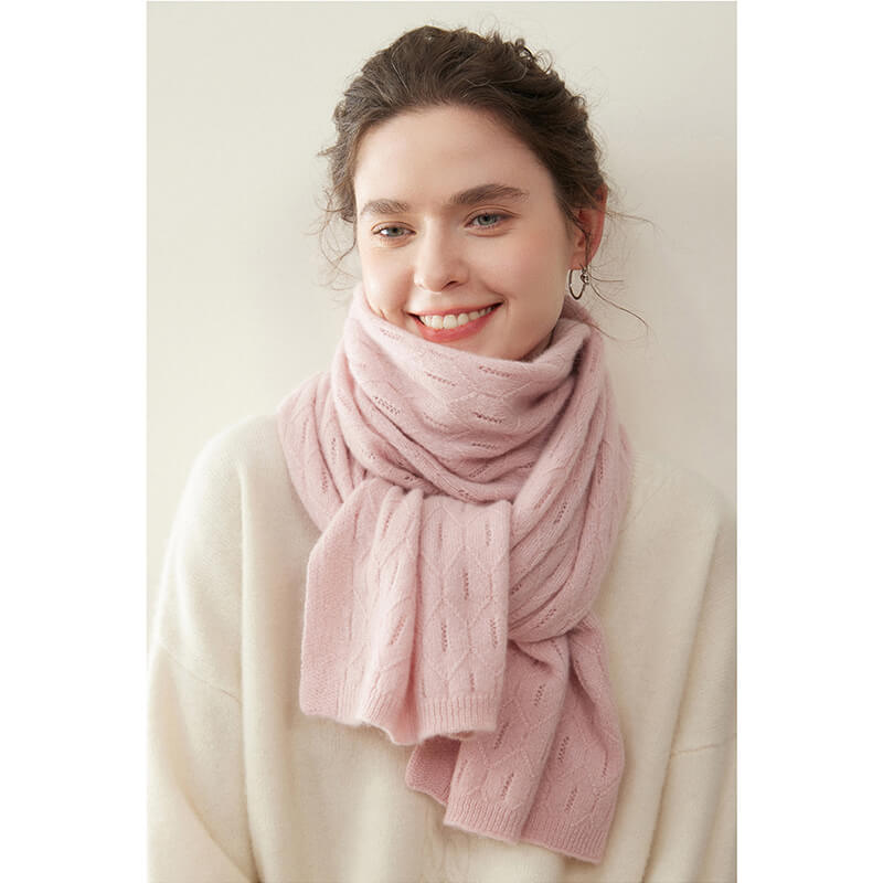 Women's Elegant Openwork Pattern Soft 100% Cashmere Scarf