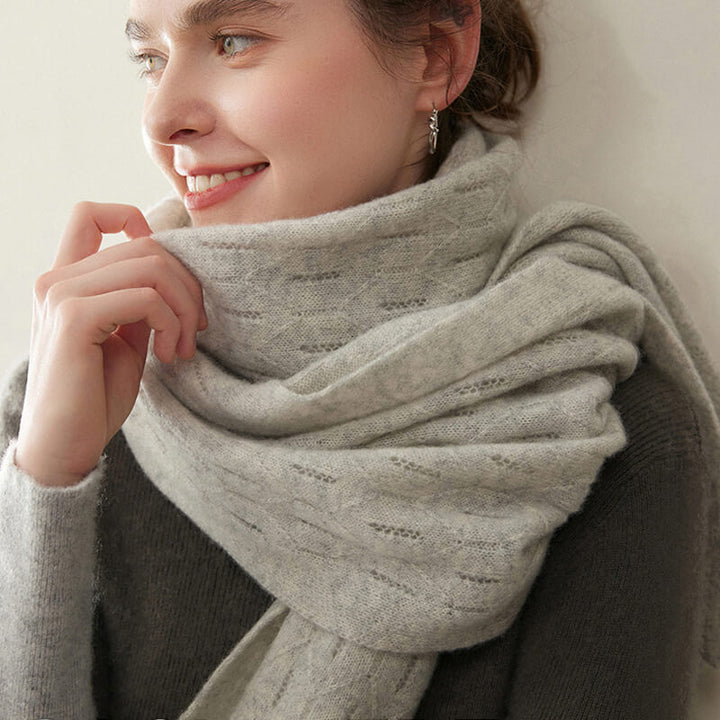 Women's Elegant Openwork Pattern Soft 100% Cashmere Scarf