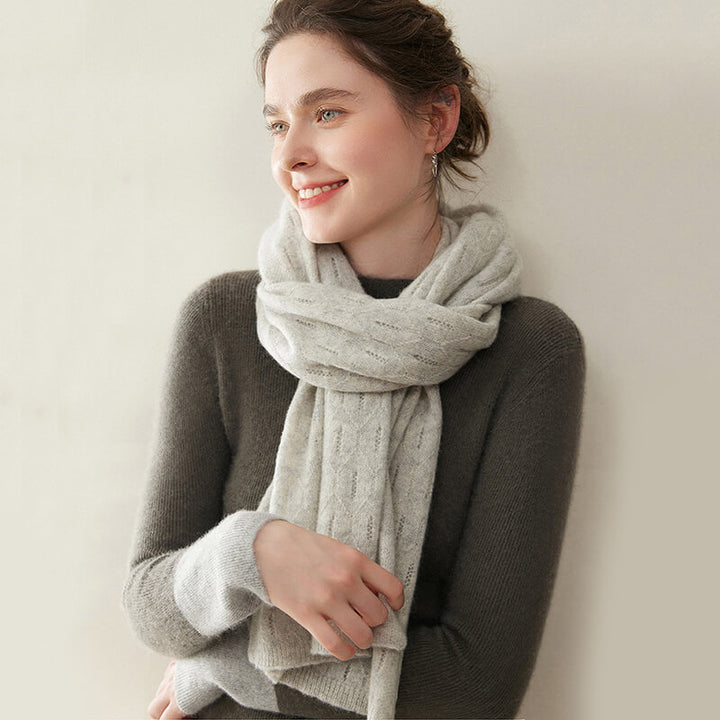 Women's Elegant Openwork Pattern Soft 100% Cashmere Scarf