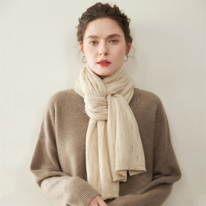 Women's Elegant Openwork Pattern Soft 100% Cashmere Scarf