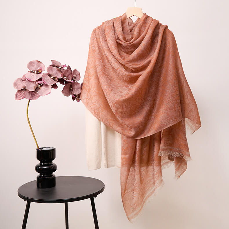 Women's Elegant Paisley Pattern 100% Cashmere Shawl Scarf with Fringe CP064
