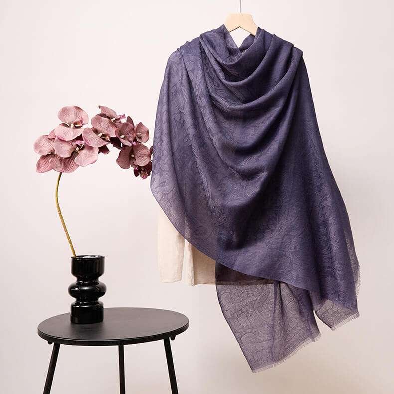 Women's Elegant Paisley Pattern 100% Cashmere Shawl Scarf with Fringe CP064