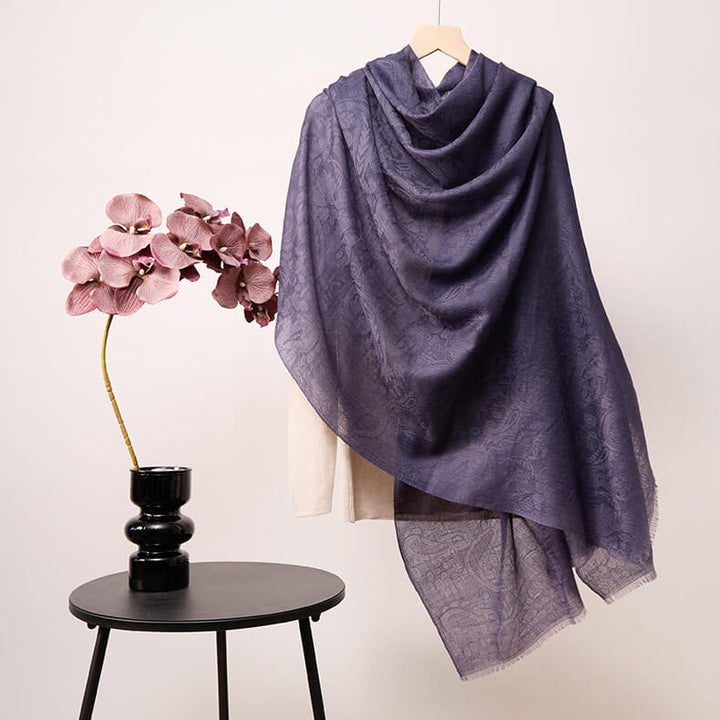 Women's Elegant Paisley Pattern 100% Cashmere Shawl Scarf with Fringe CP064