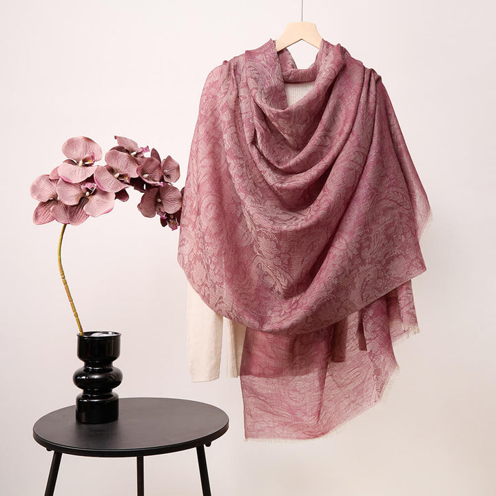 Women's Elegant Paisley Pattern 100% Cashmere Shawl Scarf with Fringe CP064