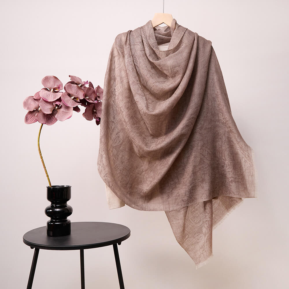 Women's Elegant Paisley Pattern 100% Cashmere Shawl Scarf with Fringe CP064