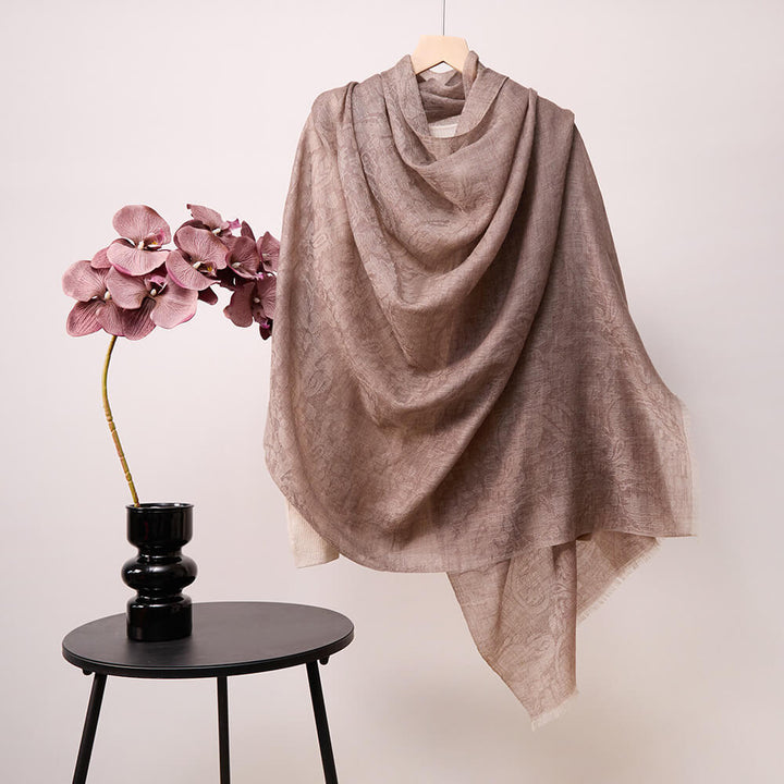 Women's Elegant Paisley Pattern 100% Cashmere Shawl Scarf with Fringe CP064
