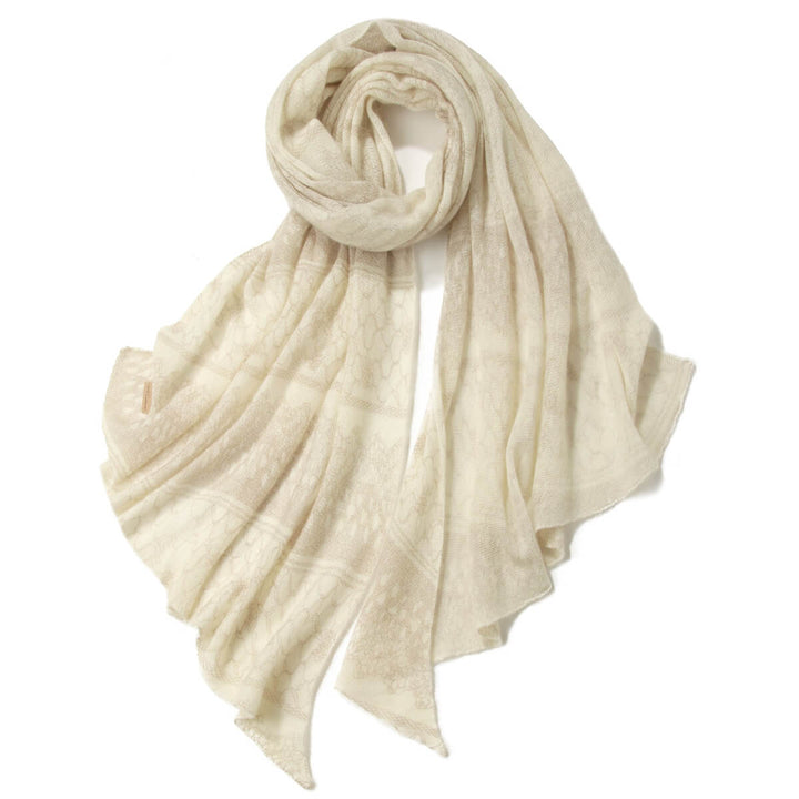 Women's Intricate Floral Lace Pattern 100% Cashmere Scarf Draped Shawl CP066