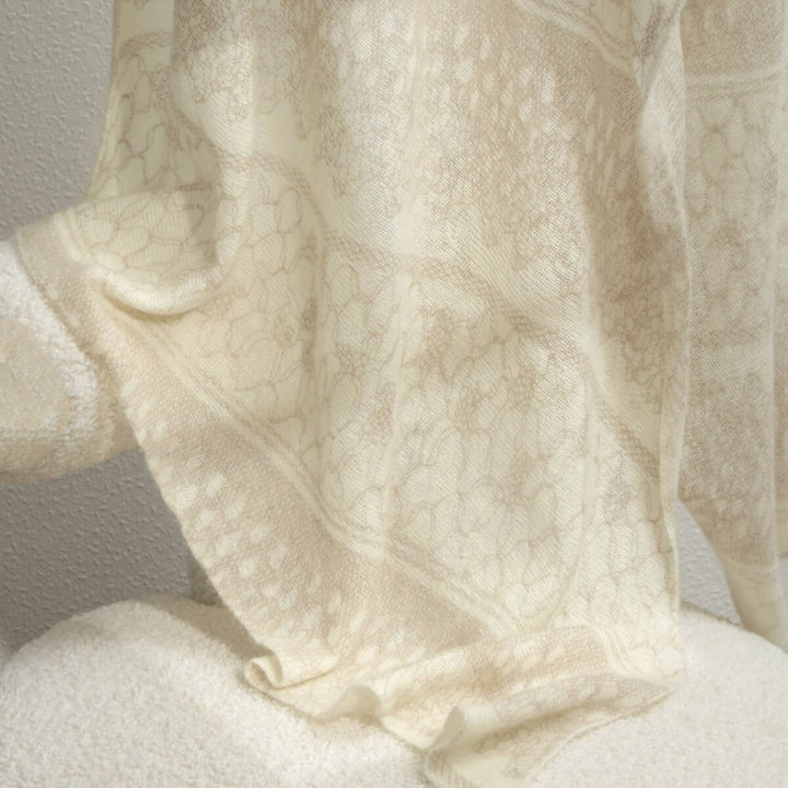 Women's Intricate Floral Lace Pattern 100% Cashmere Scarf Draped Shawl CP066