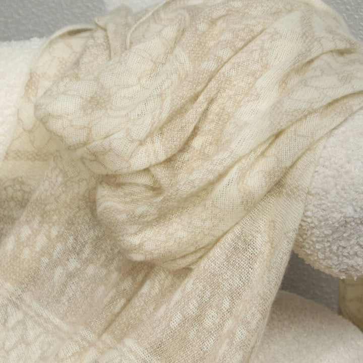 Women's Intricate Floral Lace Pattern 100% Cashmere Scarf Draped Shawl CP066