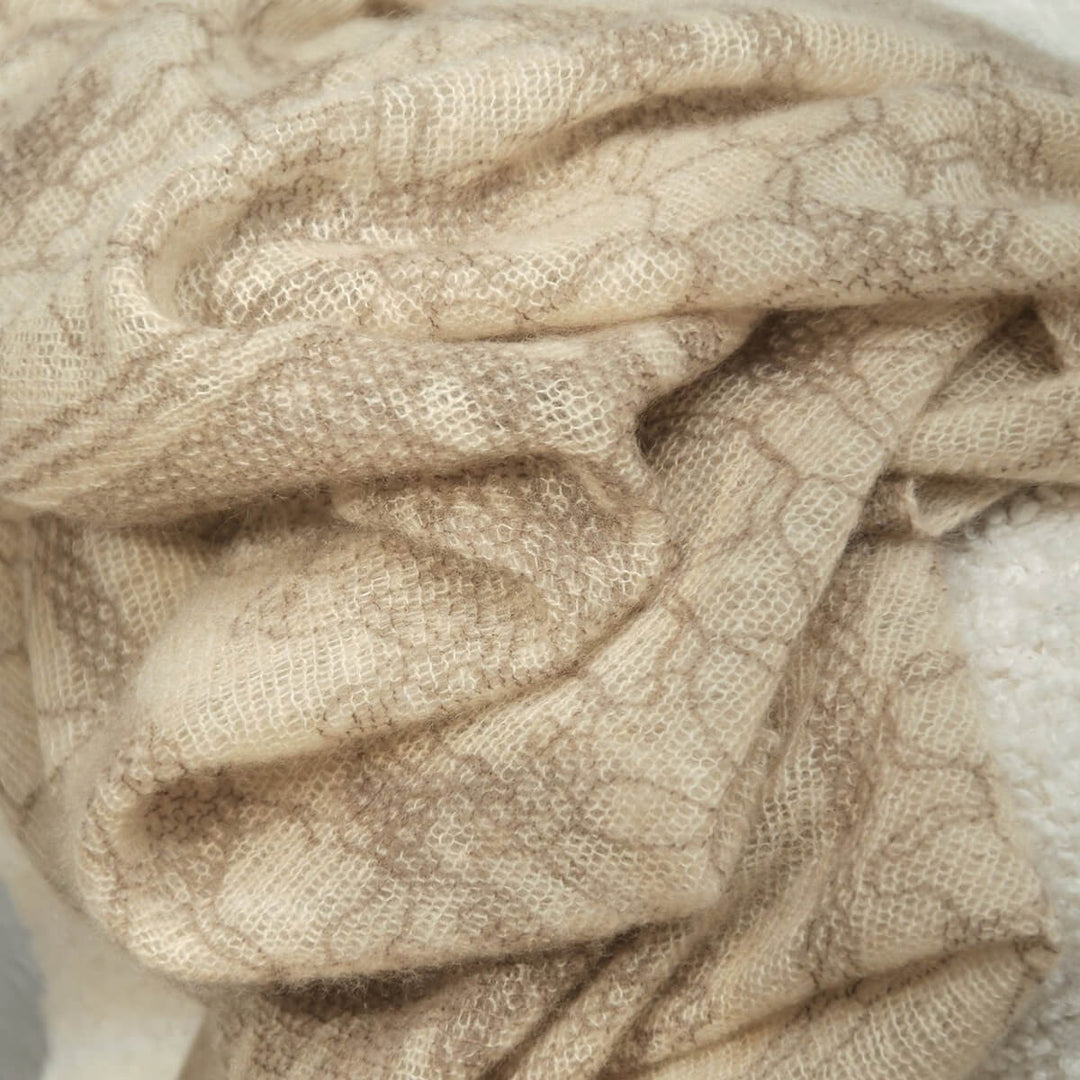 Women's Intricate Floral Lace Pattern 100% Cashmere Scarf Draped Shawl CP066