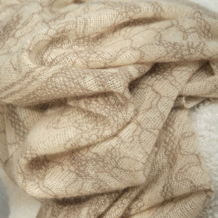 Women's Intricate Floral Lace Pattern 100% Cashmere Scarf Draped Shawl CP066