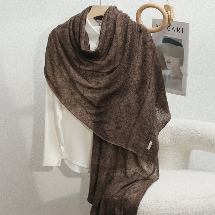 Women's Intricate Floral Lace Pattern 100% Cashmere Scarf Draped Shawl CP066