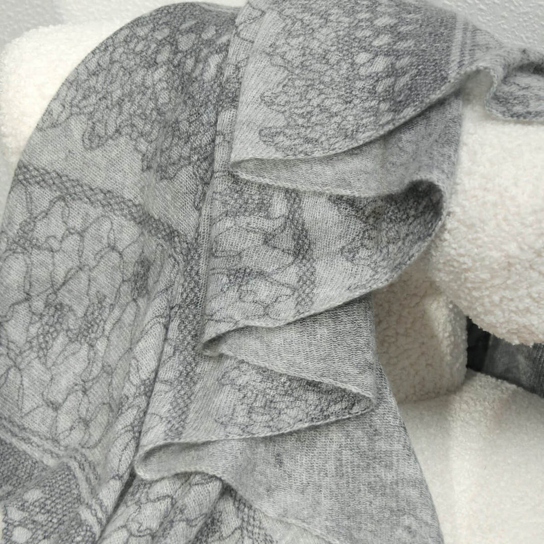 Women's Intricate Floral Lace Pattern 100% Cashmere Scarf Draped Shawl CP066