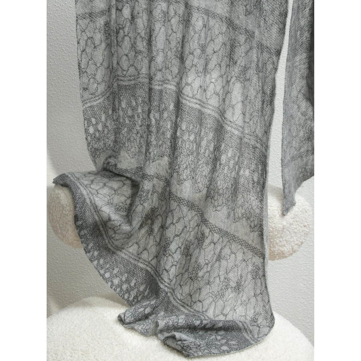 Women's Intricate Floral Lace Pattern 100% Cashmere Scarf Draped Shawl CP066