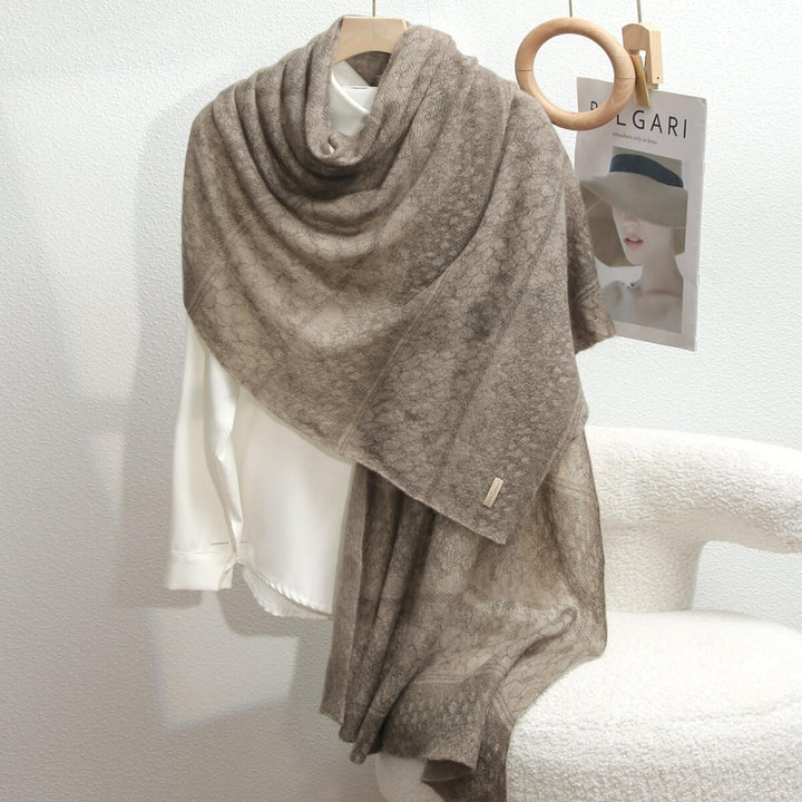 Women's Intricate Floral Lace Pattern 100% Cashmere Scarf Draped Shawl CP066