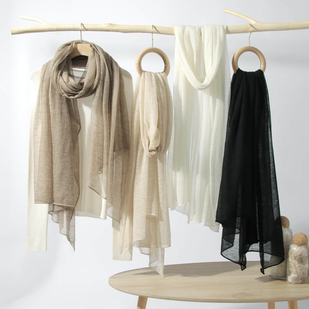 Women's Lightweight Draped Soft Sheer 100% Cashmere Long Scarf for All-Season CP061
