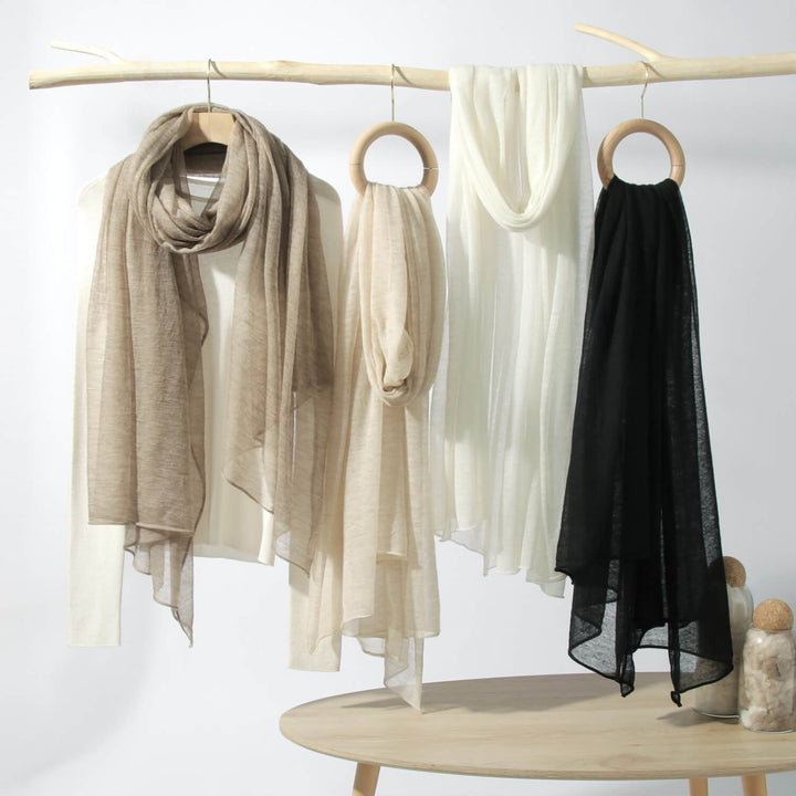 Women's Lightweight Draped Soft Sheer 100% Cashmere Long Scarf for All-Season CP061