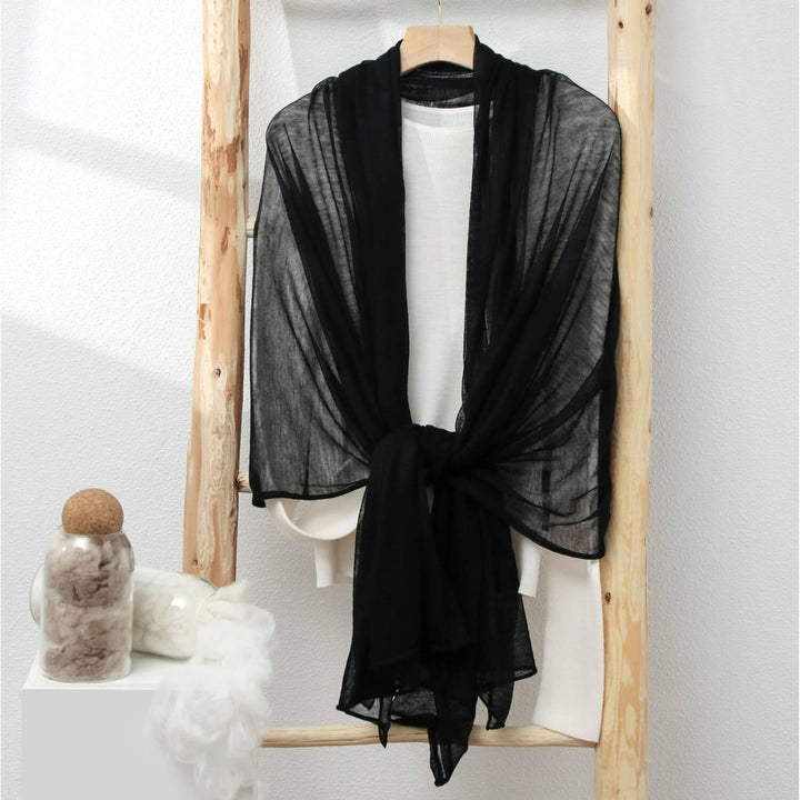 Women's Lightweight Draped Soft Sheer 100% Cashmere Long Scarf for All-Season CP061