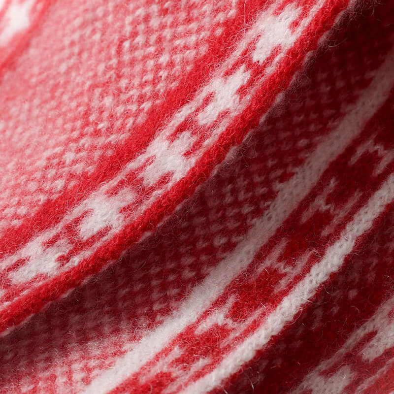 Women's Patterned 100% Cashmere Knitted Scarf with Letter "H" Detail