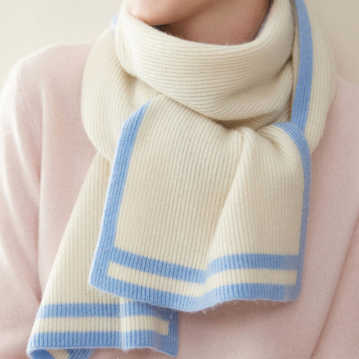 Women's Ribbed Striped Fashion 100% Cashmere Scarf