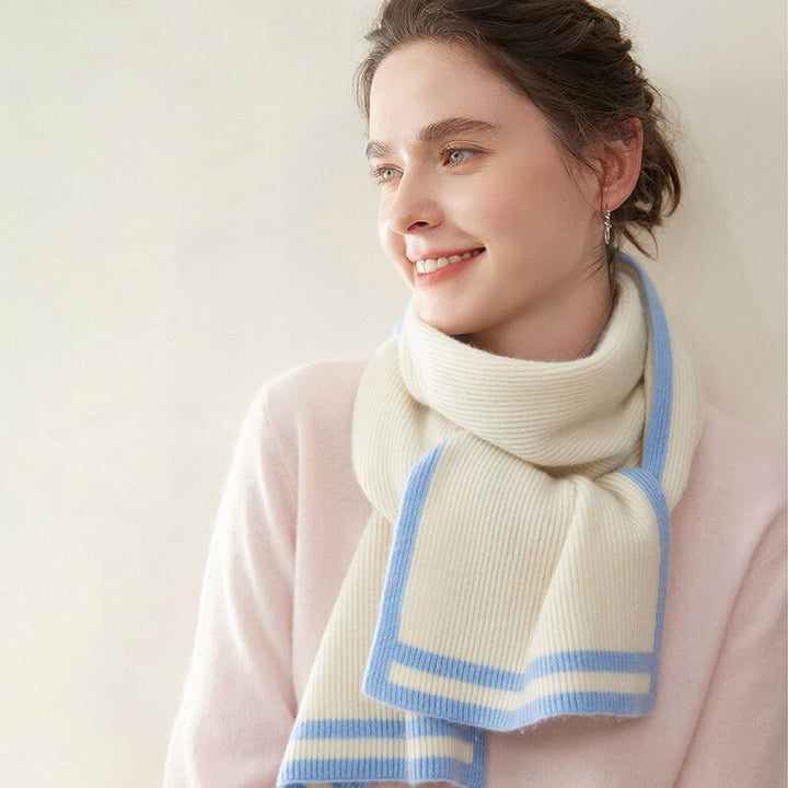 Women's Ribbed Striped Fashion 100% Cashmere Scarf
